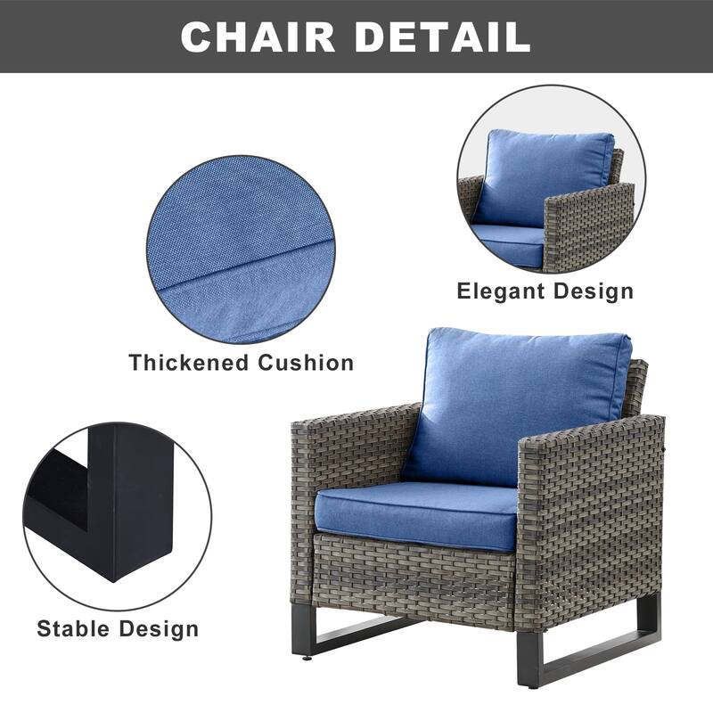 Gymojoy 3-Seat Sofa Club Chair Ottoman and Cushion