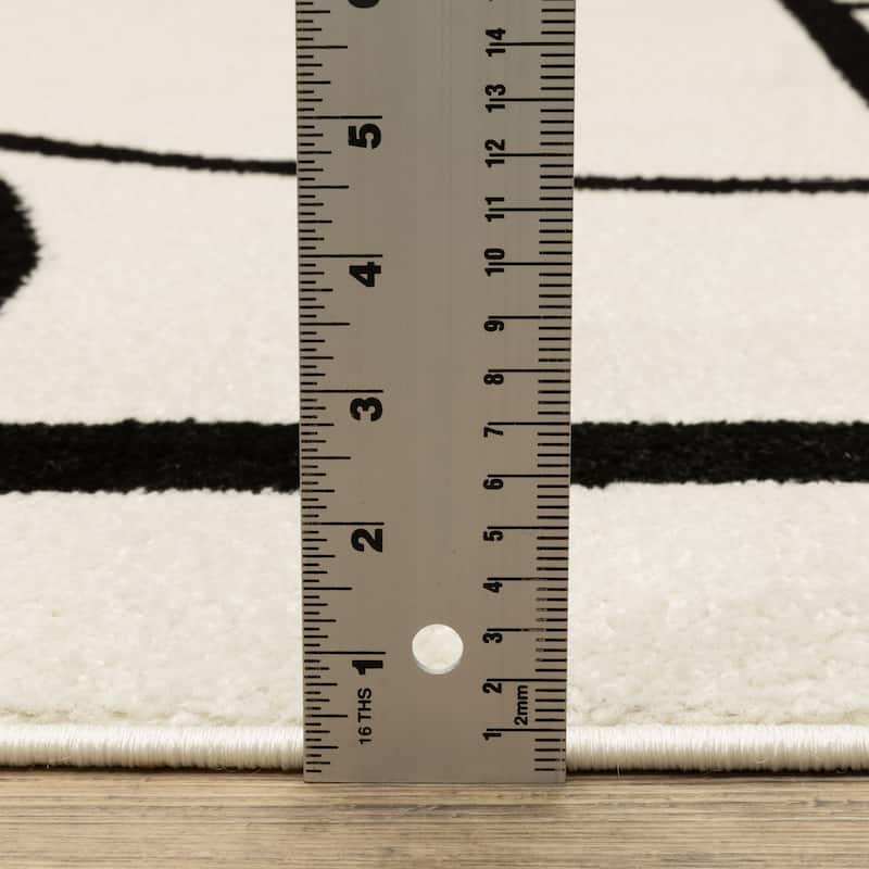 Quartz Mid-Century Modern Ivory/ Black Area Rug