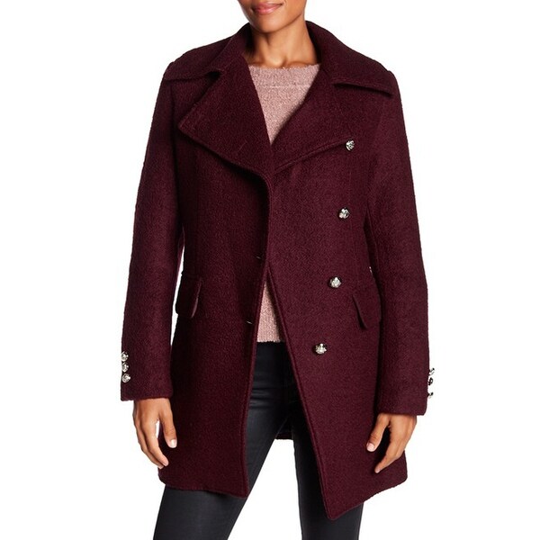 Laundry by Shelli Segal Boucle Military Coat, Merlot, Small. Opens flyout.