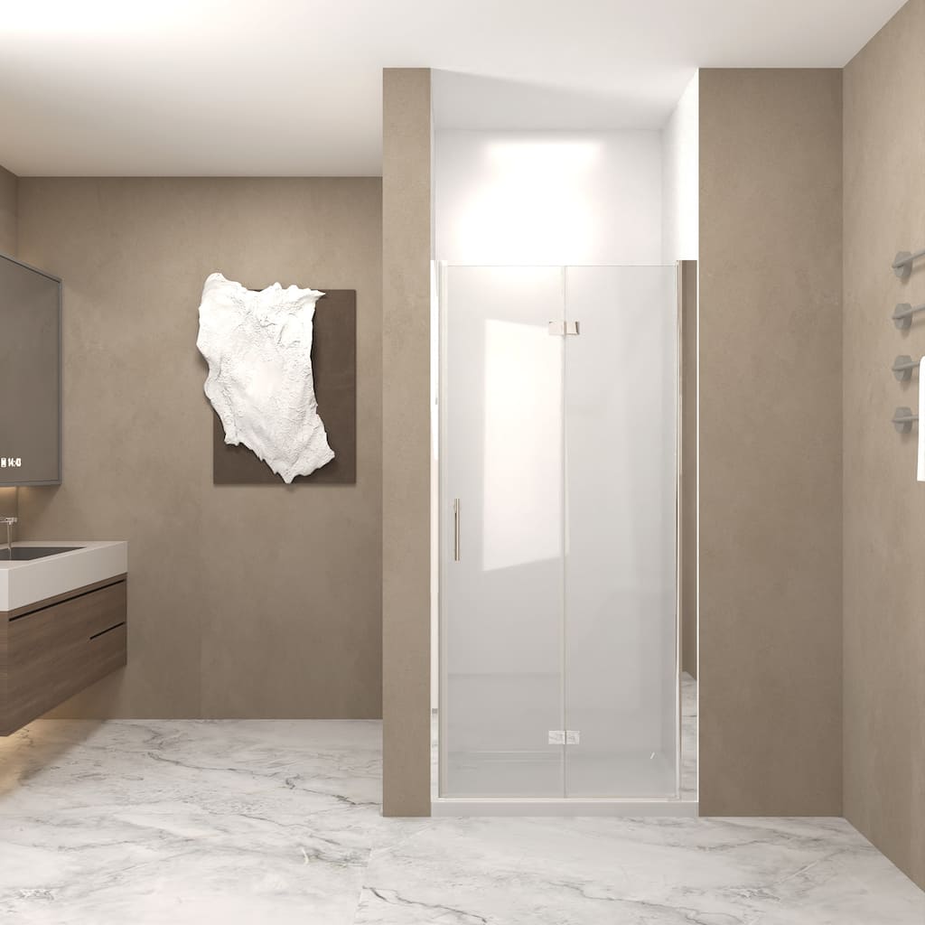 31-30"x 72" Bifold Shower Door, 1/4"(6mm) Tempered Glass, Aluminum Frame, Explosion Proof Film