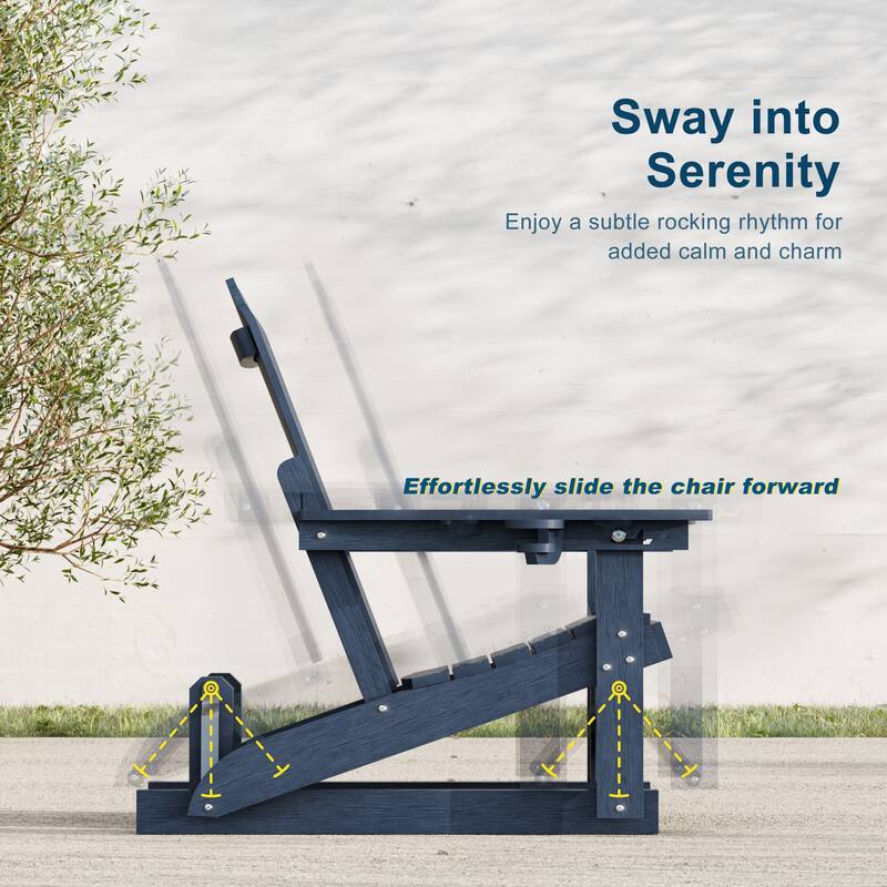 Glider Adirondack Patio Chair, 3-Position Adjust Smooth Motion Chair