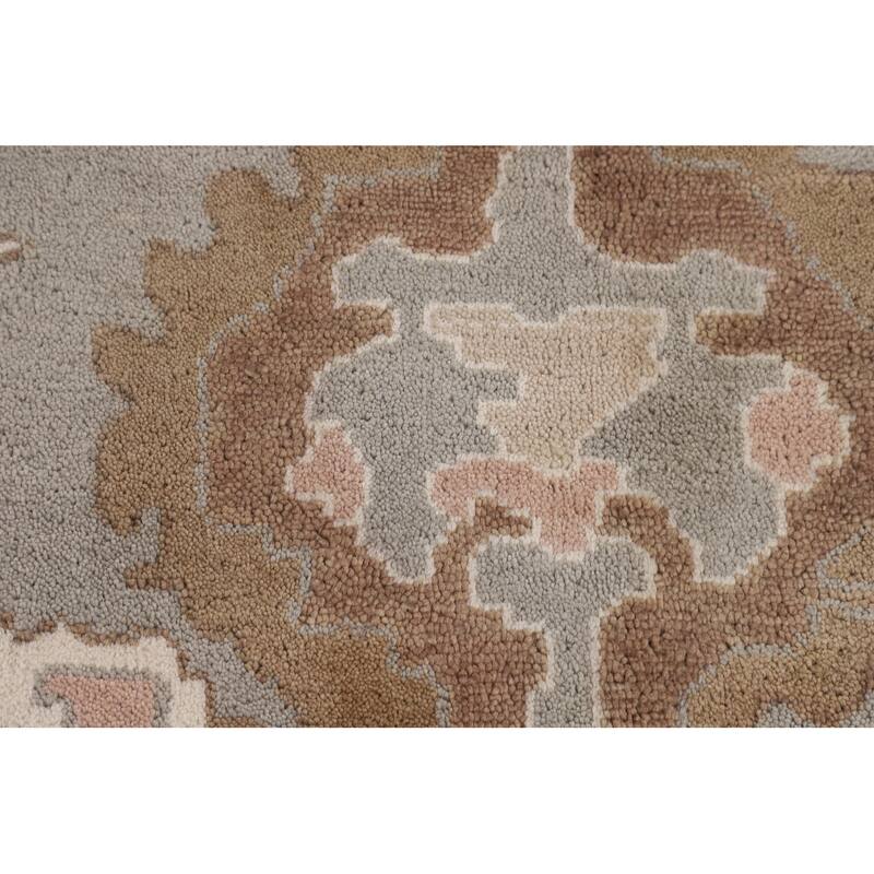 Gray Oushak Indian Area Rug Handmade Wool Carpet - 8'9"x 11'7"