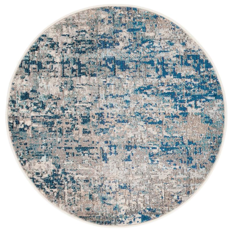SAFAVIEH Madison Coleen Modern Abstract Rug - 3' Round - Grey/Blue