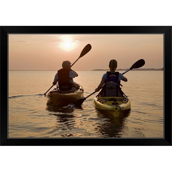 "Couple kayaking" Black Framed Print