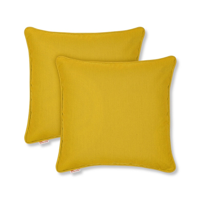 Sunbrella by Austin Horn Classics Corded-Edge Filled Pillow (Set of 2) - 20x20 - Daffodil