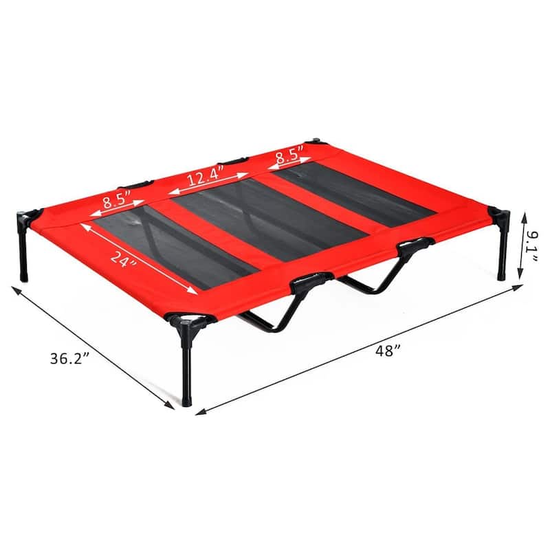 Pawhut Elevated Cooling Mesh Dog Bed Cot - 48" x 36.25" x 9"