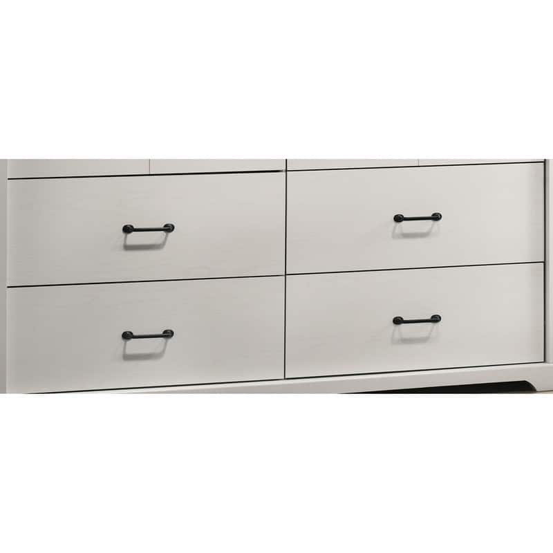 Elara 57"W 6-Drawer Dresser with Black Handles