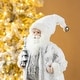 preview thumbnail 34 of 92, Glitzhome 18"H Faux Fur Christmas Santa Figurines with Porcelain Face