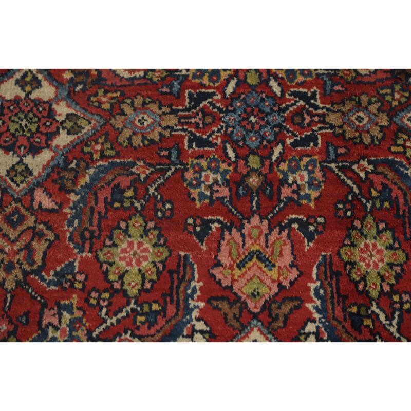 Hand Knotted Oriental 100% Wool Carpet Traditional Floral Red Mahal Area Rug - 11' 11'' X 9' 2''