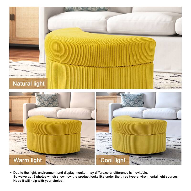 Moon Crescent Storage Upholstered Ottoman