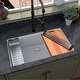 preview thumbnail 47 of 52, Karran Undermount 32.5 in. Large Single Bowl Quartz Workstation Kitchen Sink White
