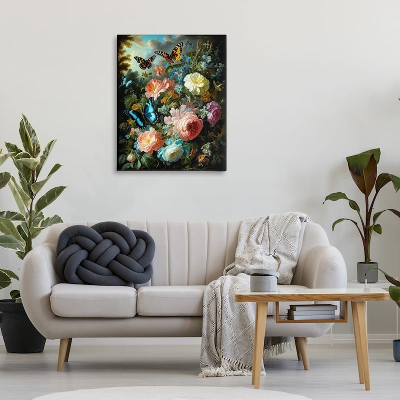 Stupell Blooming Roses & Monarch Butterflies Canvas Wall Art Design By Tabz Jones