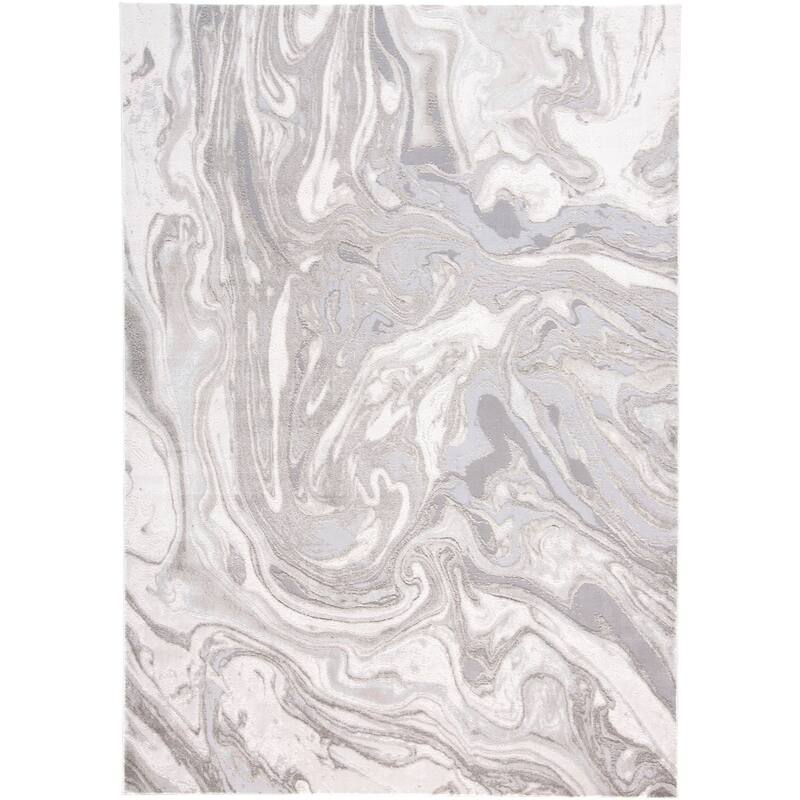 Feizy FZRG86972 Soham 5' x 8' Abstract Marbled Rectangular Area Rug - Soft Gray