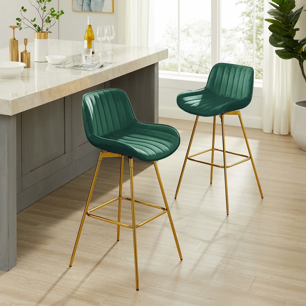 Art Leon Swivel Velvet Bar Stools (Set of 2)