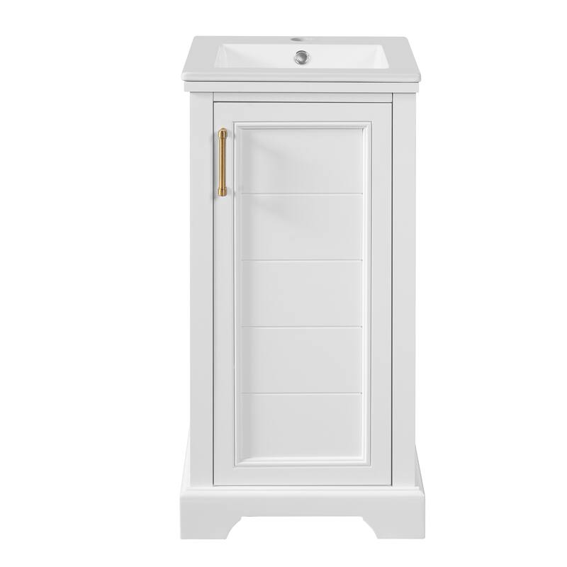 16'' Freestanding Bathroom Vanity with Single White Integrated Ceramic Sink - 16.5'' x 16.5'' x 34''