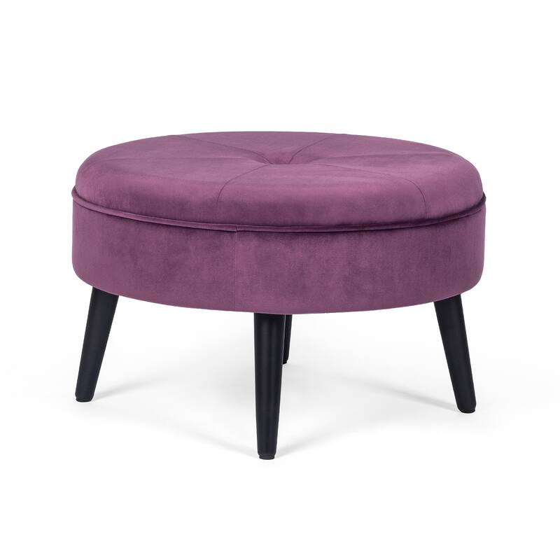Carson Carrington Indnas Round Velvet Cocktail Coffee Table Ottoman