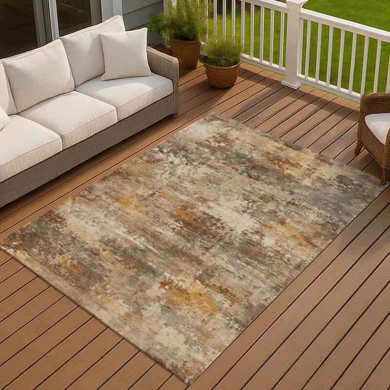 Machine Washable Indoor/ Outdoor Modern Blend Chantille Rug - Paprika - 3' x 5'