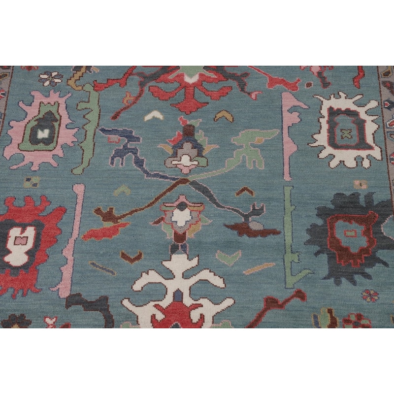 All-Over Oushak Oriental Area Rug Hand-Knotted Wool Carpet - 8'4" x 9'9"