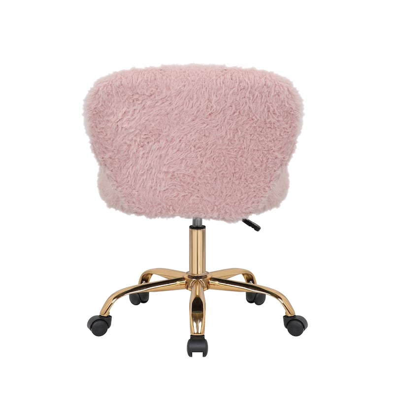 Porthos Home Itzel Armless Office Chair, Plush Fabric, Gold Legs
