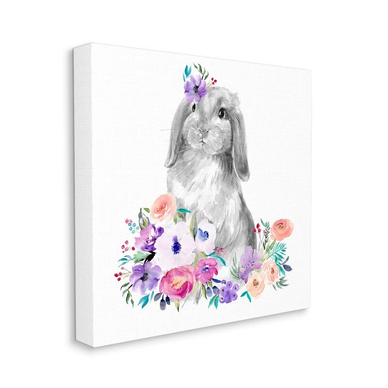 Stupell Spring Florals Rabbit Canvas Wall Art Design by Jennifer Paxton Parker