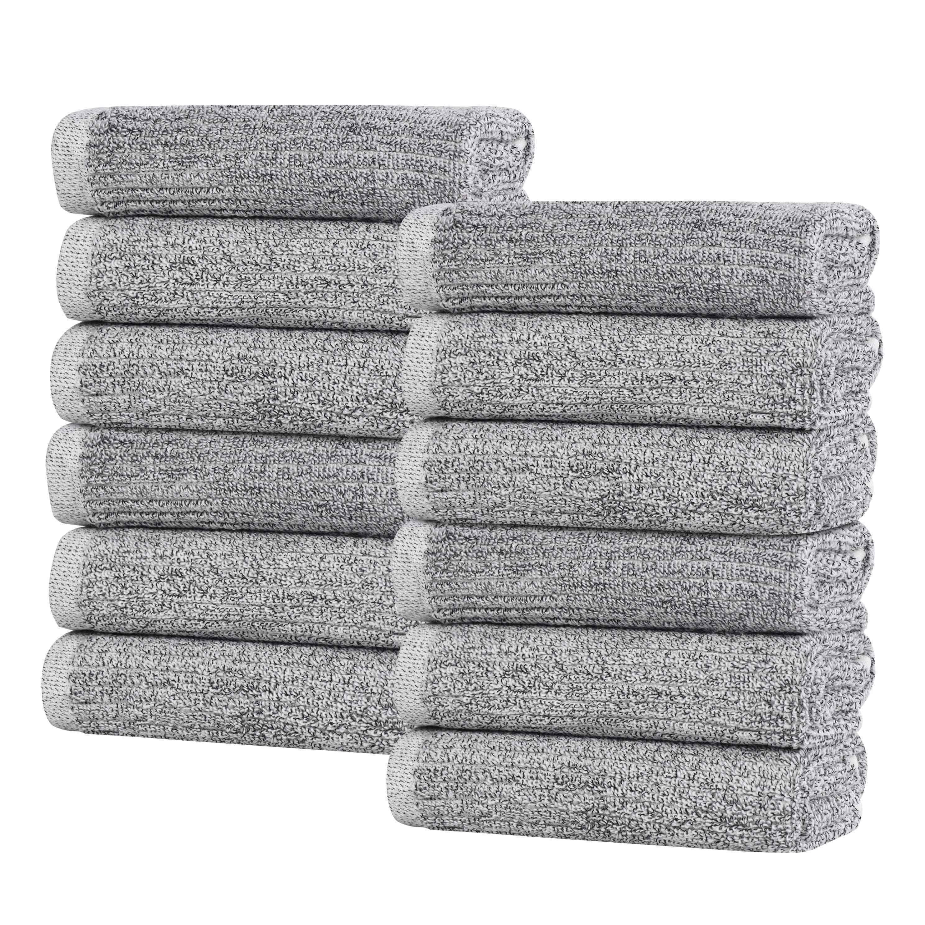 Blue Nile Mills Cotton Blend Medium Weight Solid Face Towels Washcloths, Set of 12