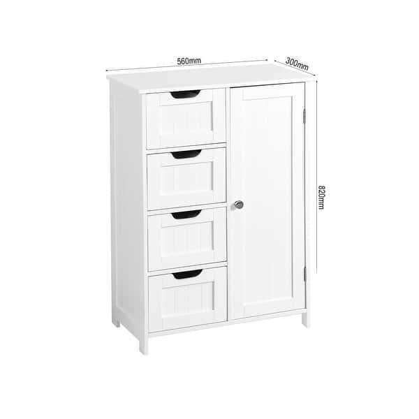 White Bathroom Storage Floor with Adjustable Shelf and