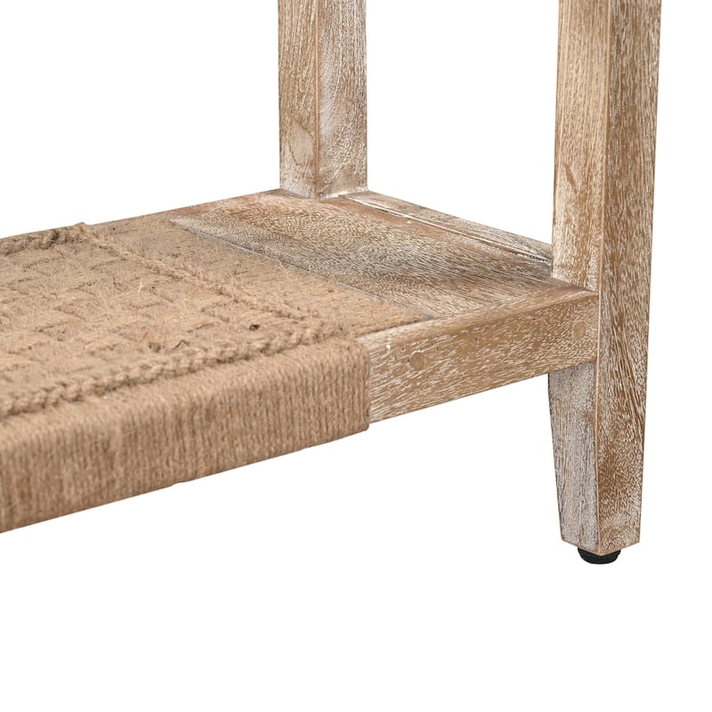 Whispen Coastal Wood and Jute Storage Console Table by Sevita - 72" L x 12" W x 34" H
