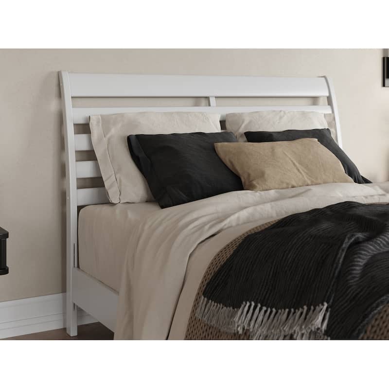 Solid Wood Low Profile Platform Bed - Modern Style Bed Frame, White Finish