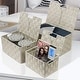 preview thumbnail 10 of 9, Storage Box Woven Basket Bin Container Tote Cube Organizer Set Stackable Shelf Organizer Built-in Carry Handles (3-Piece)
