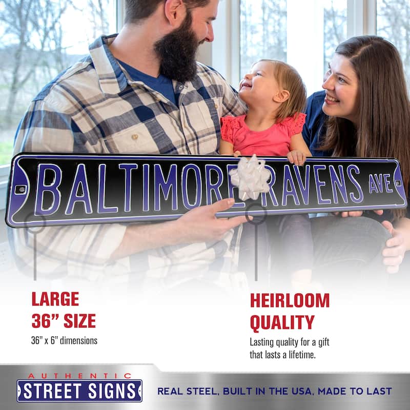 NFL Teams Steel Street Sign - BALTIMORE RAVENS AVE - 36" x 6"
