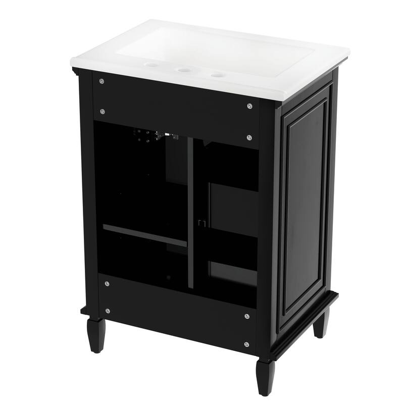 24" Bathroom Vanity with Sink, Bathroom Vanity Cabinet with One Flip Drawer and Two Drawers, Adjustable Shelf