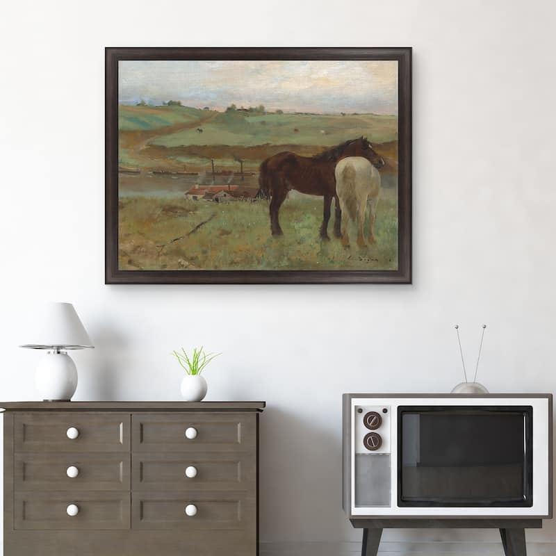 Masterpiece Art Gallery| Horses in a Meadow by Edgar Degas - Framed Canvas Art Print