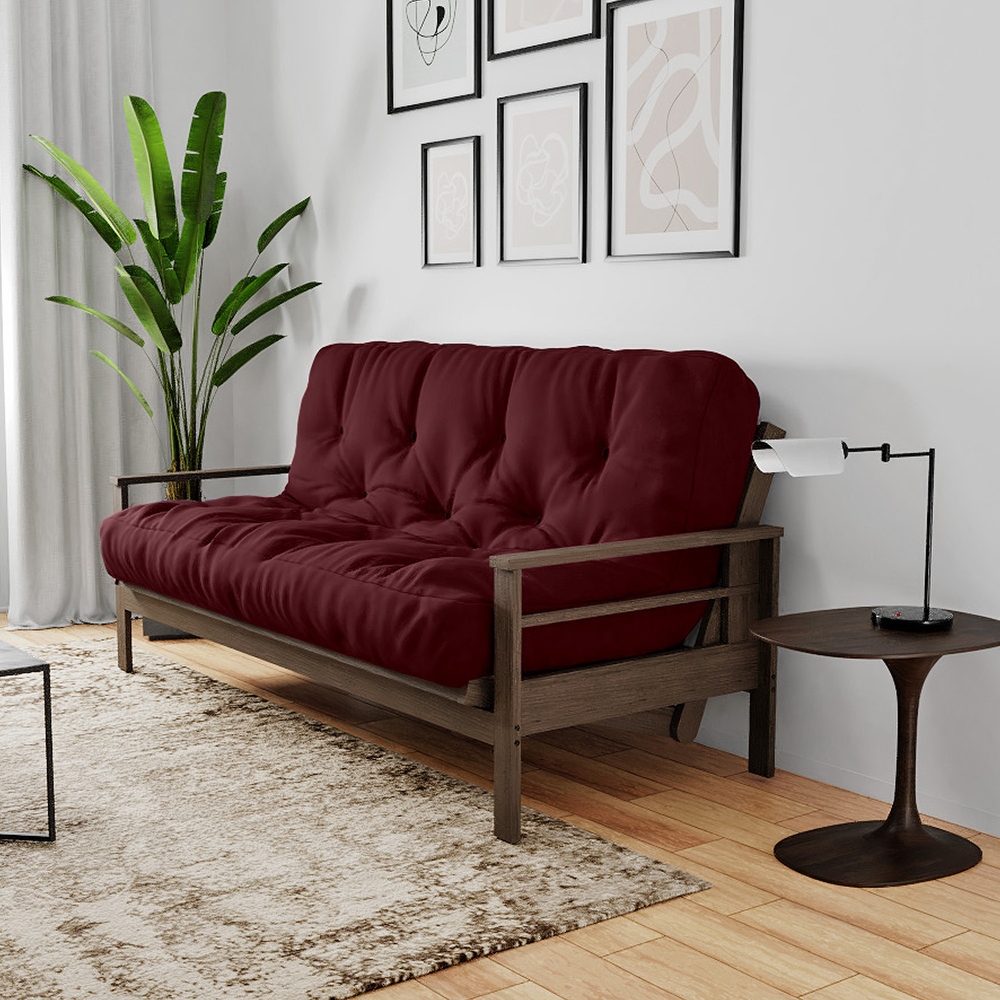 Better homes & gardens wood arm futon with 8 inch coil mattress deals