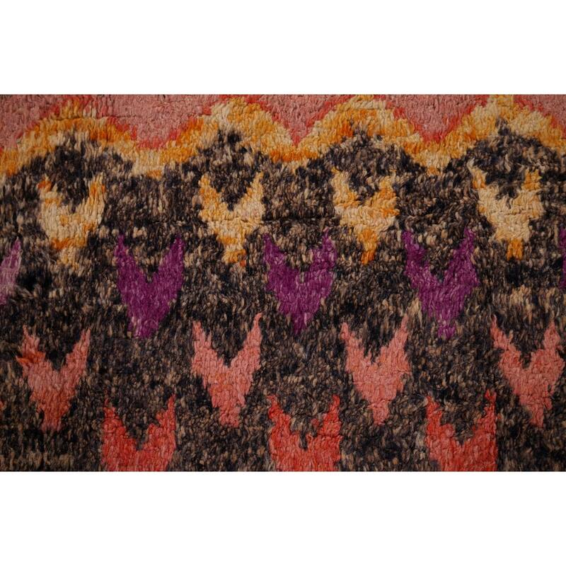 Moroccan Oriental Area Rug Handmade Geometric Pink Wool Carpet - 7'6" x 10'6"