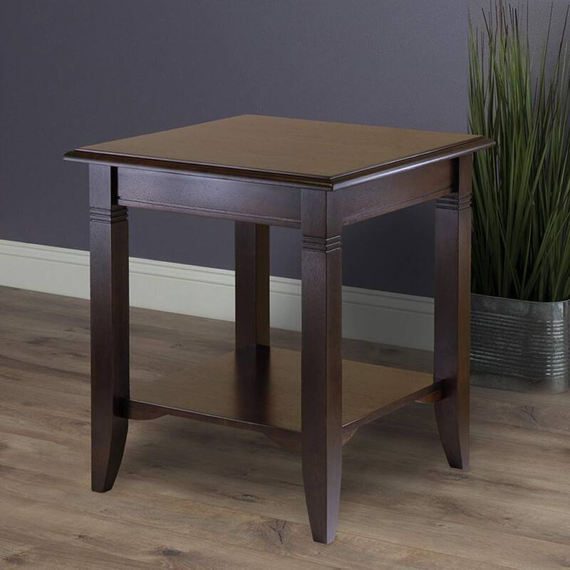 Retro End Table with Storage Shelf - Solid Wood Accent Table - 22x22 Inch Traditional Side Table - 21