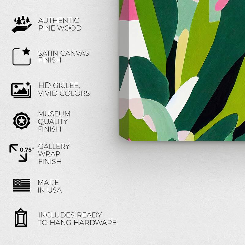 Wynwood Studio Canvas Floral and Botanical Aromatic Pastel Green and Tropical Wall Art Canvas Print - Green, Pink