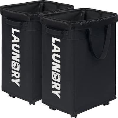 Laundry Basket with Wheels 2Pack 75L Rolling Laundry Hamper - 15.7"L x 11.8"W x 24.8"H