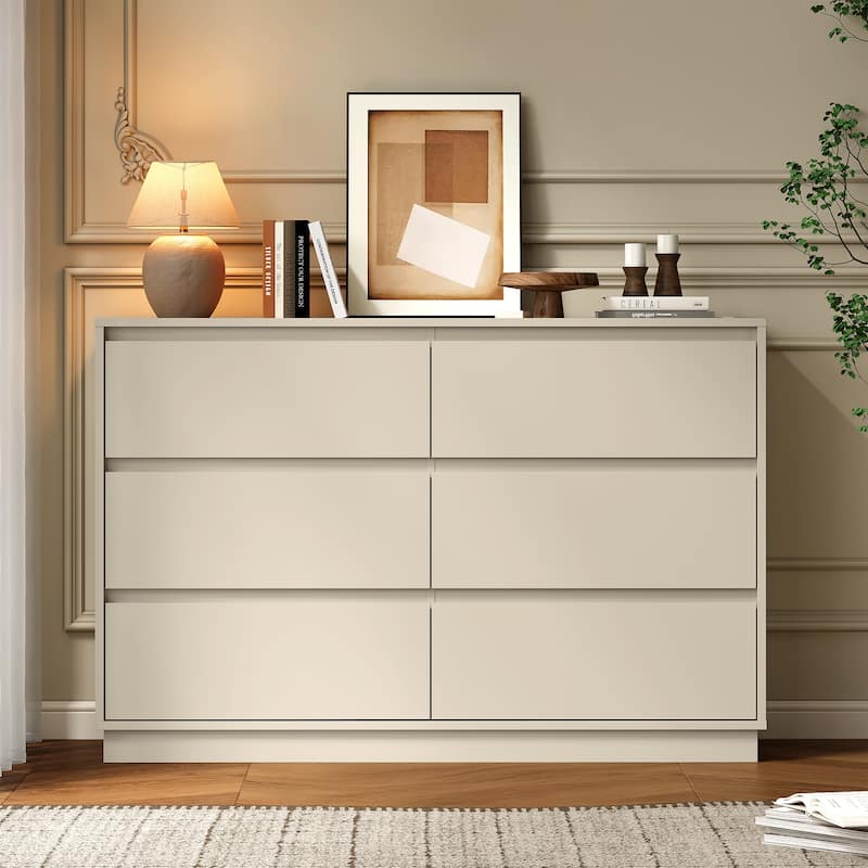 47" Wide 6 Drawer Dresser for Bedroom with Charging Station