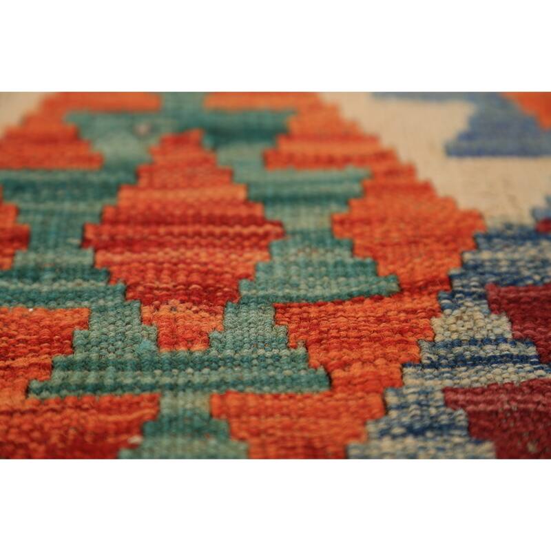 Reversible Kilim Oriental Area Rug Hand-Woven Wool Carpet - 8'1" x 10'4"