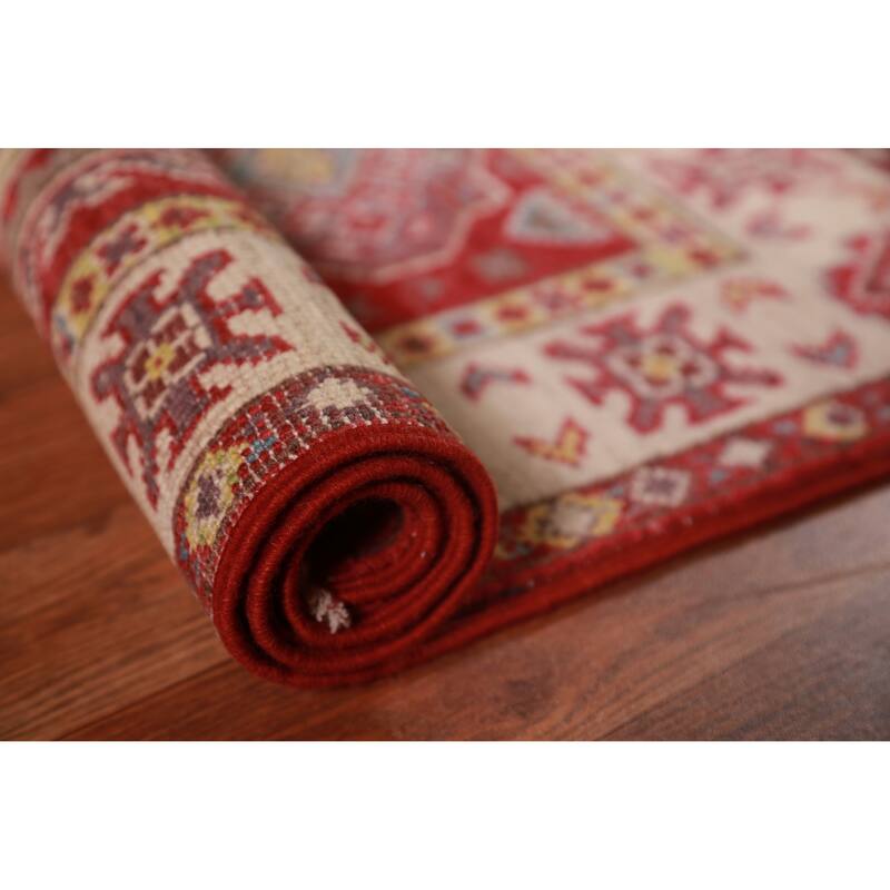Red Kazak Oriental Foyer Rug Hand-Knotted Wool Carpet - 2'0"x 3'0"