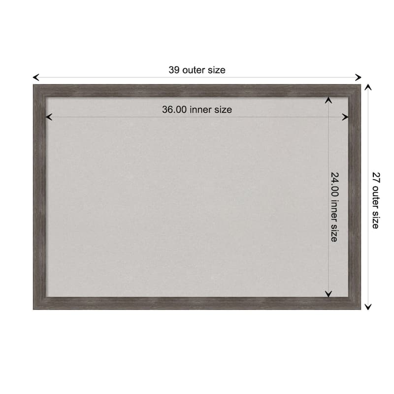 Pinstripe Lead Grey Wood Framed Grey Corkboard Bulletin Board - Board Size 36x24