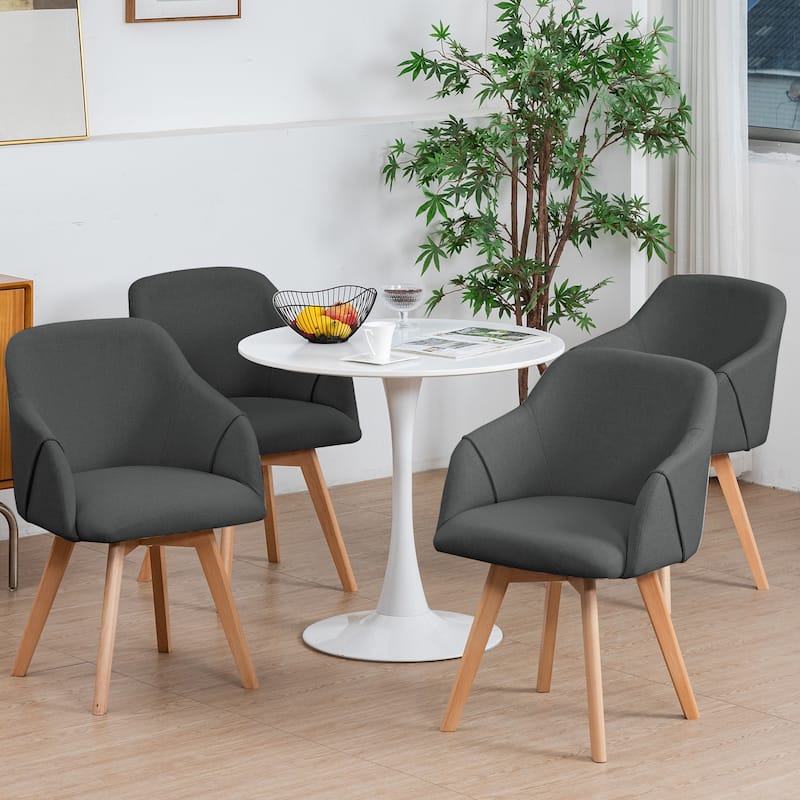 Upholstered Swivel Dining Chairs Set of 2 with Solid Wood Legs - 33.1" H x 21.5" W x 22.5" D