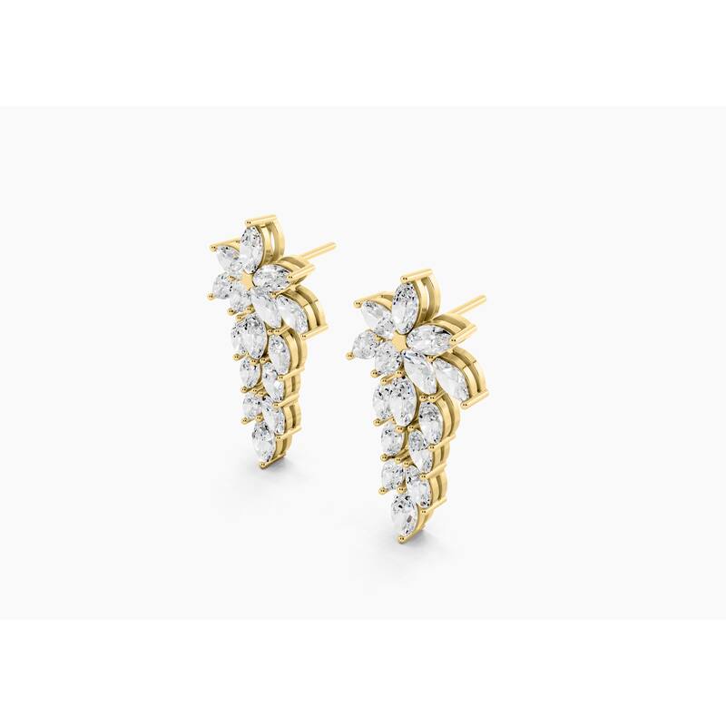 14K Gold Chandelier Marquise Lab Grown Diamond Fashion Drop Earrings 2.22 CTTW