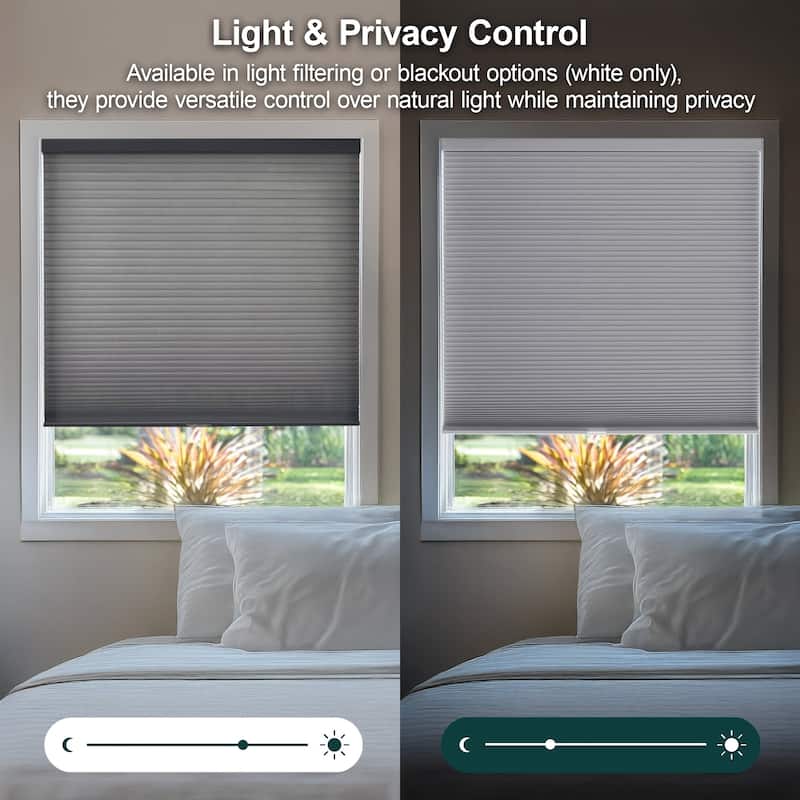 CHICOLOGY Cordless Light Filtering Honeycomb Cellular Shades Morning Fog