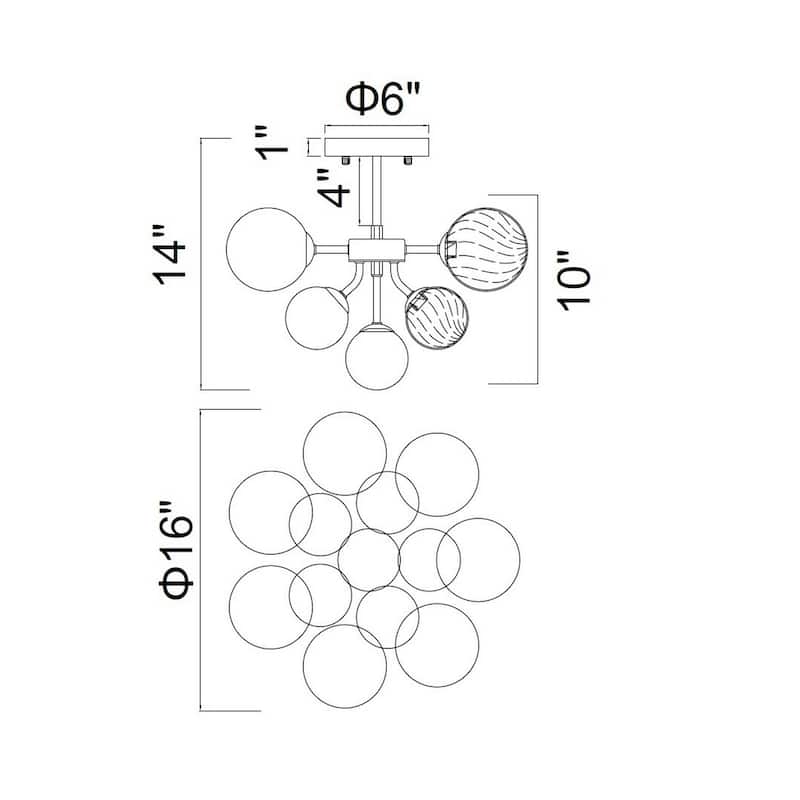 Pallocino 6 Light 16in Chrome Flush Mount
