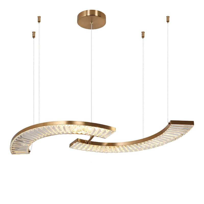 Modern Glam 1-Light LED Crystal Chandeliers Island Lights for Kitchen Island - W 40.4" x H 2" x D 16.1"