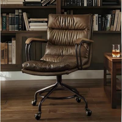 Luxury Whiskey Top Grain Leather Vintage Office Chair