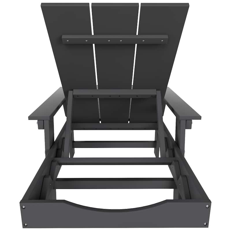 Polytrends Shoreside Modern Poly Reclining Eco-Friendly All Weather Chaise Lounge With Arms & Wheels