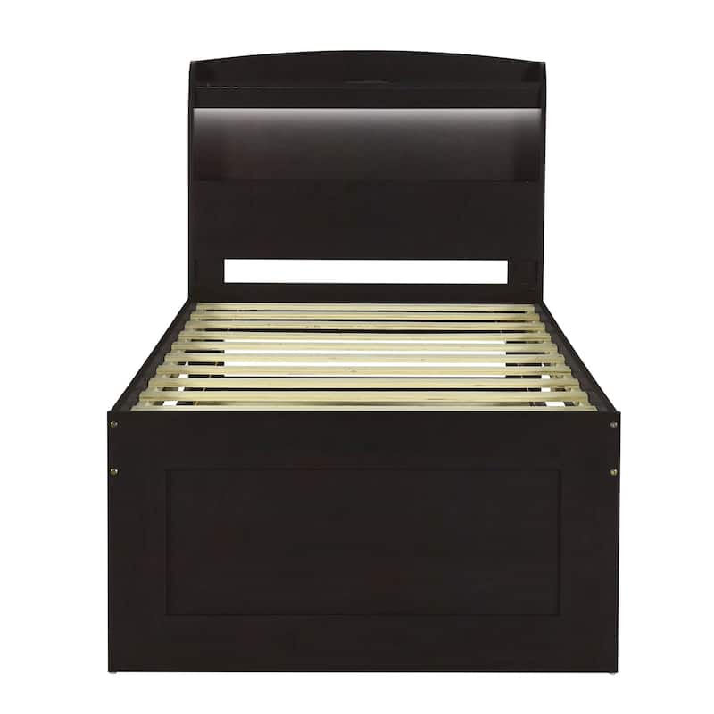 Twin XL Size Platform Bed with Charging Station, Twin Size Trundle