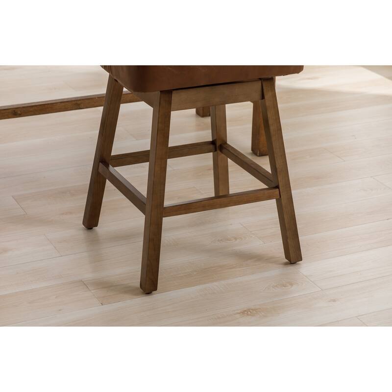 Rotating Bar Chair, Counter Height Bar Chair With Backrest, Leather Rotating Kitchen Stool, Set of 2